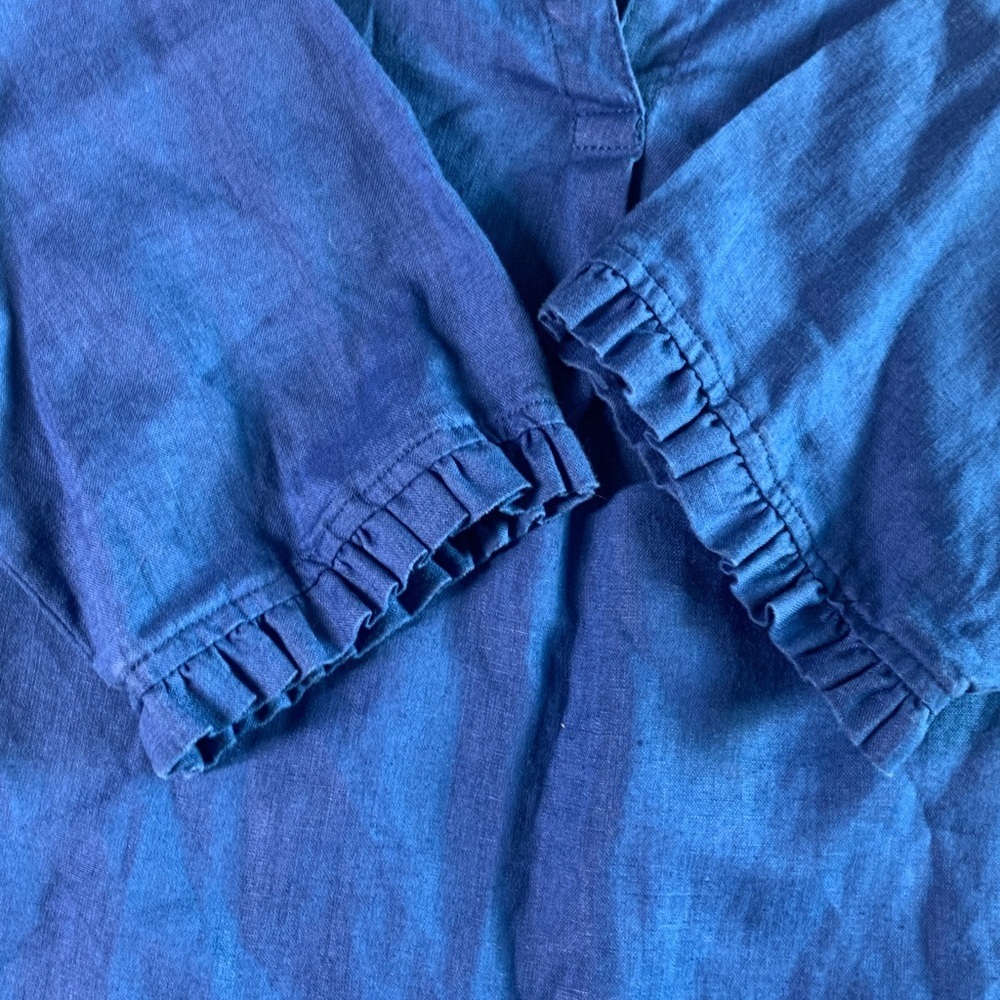 For Cynthia blue linen tunic top with pockets size large - Picture 5 of 9